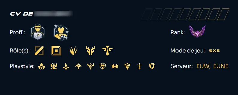 CV de joueur League of Legends
