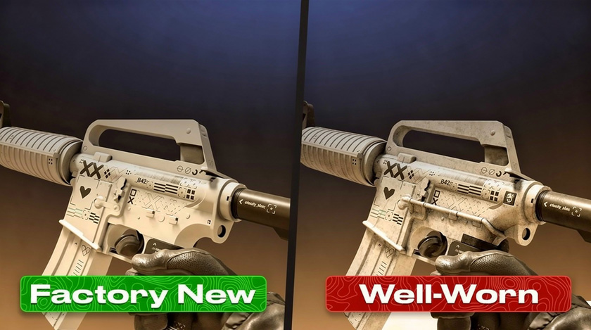 Difference from factory new skins CS2